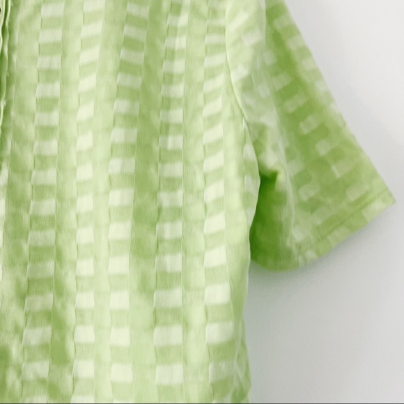 NWOT Free People Green Checkered Mini Button Short Sleeve T-Shirt - Picture 4 of 9